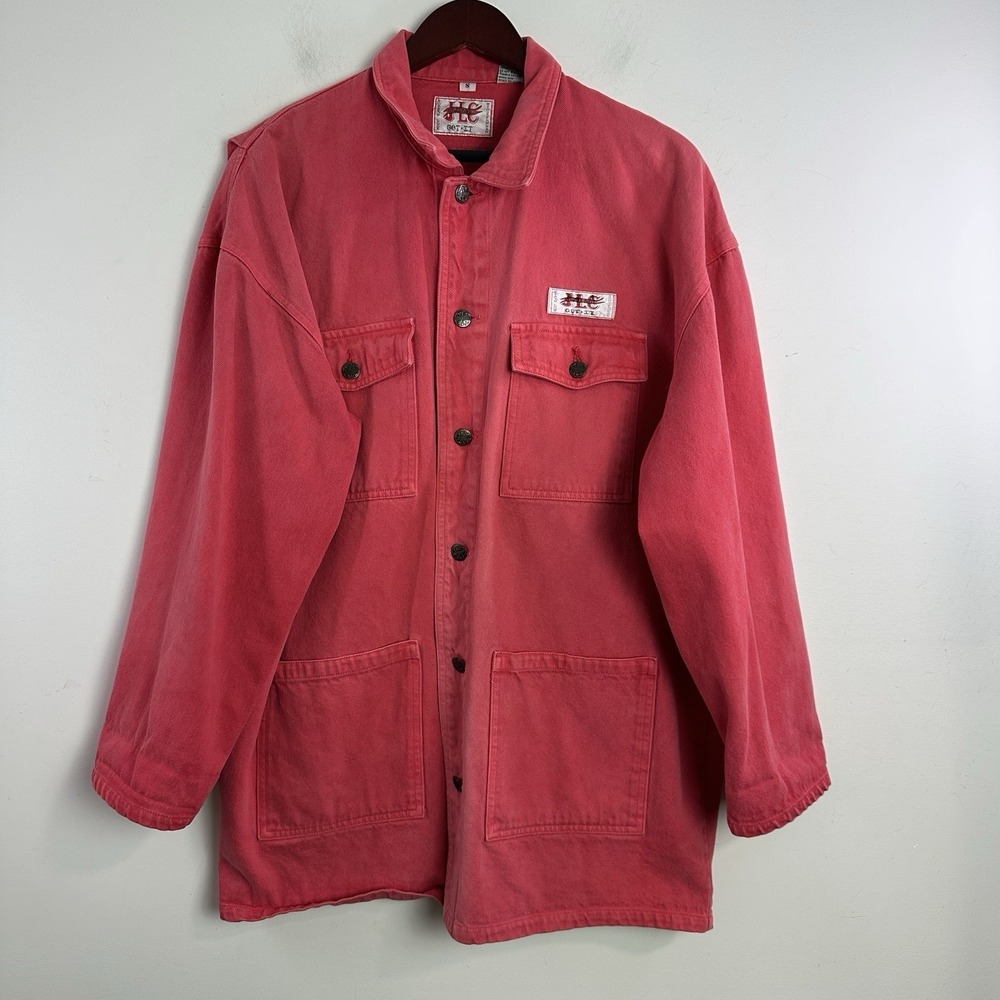 Vintage JL Colebrook Chore Jacket Red Small Barn Retro Denim Western Classic - Picture 3 of 11